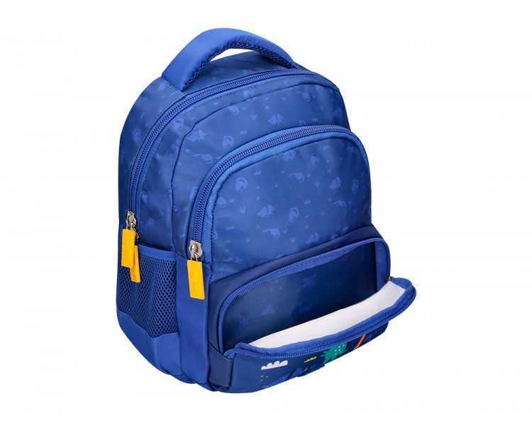 Cartera escolar liderpapel moc hila multibolsillo infantil dino azul 350x110x270 mm