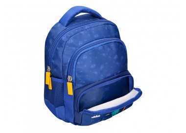 Cartera escolar liderpapel moc hila multibolsillo infantil dino azul 350x110x270 mm