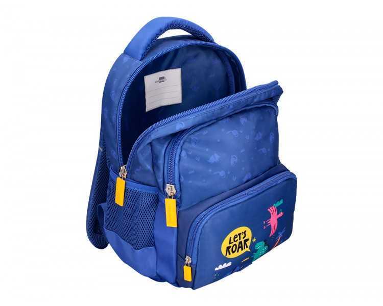 Cartera escolar liderpapel moc hila multibolsillo infantil dino azul 350x110x270 mm