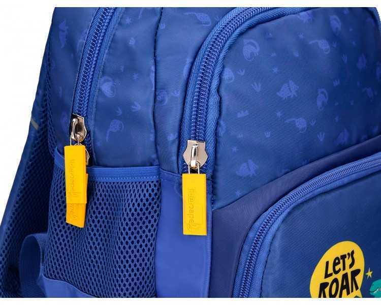 Cartera escolar liderpapel moc hila multibolsillo infantil dino azul 350x110x270 mm