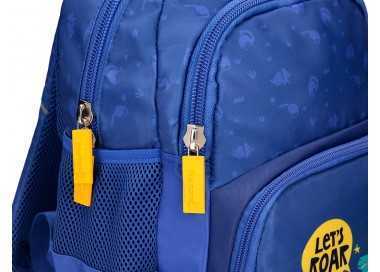 Cartera escolar liderpapel moc hila multibolsillo infantil dino azul 350x110x270 mm