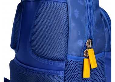 Cartera escolar liderpapel moc hila multibolsillo infantil dino azul 350x110x270 mm