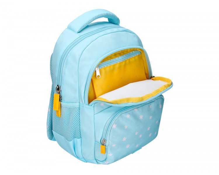 Cartera escolar liderpapel moc hila multibolsillo infantil flowers azul 350x110x270 mm