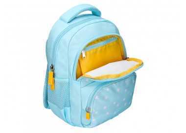 Cartera escolar liderpapel moc hila multibolsillo infantil flowers azul 350x110x270 mm