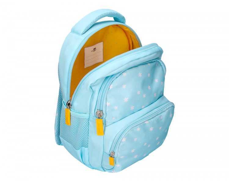 Cartera escolar liderpapel moc hila multibolsillo infantil flowers azul 350x110x270 mm