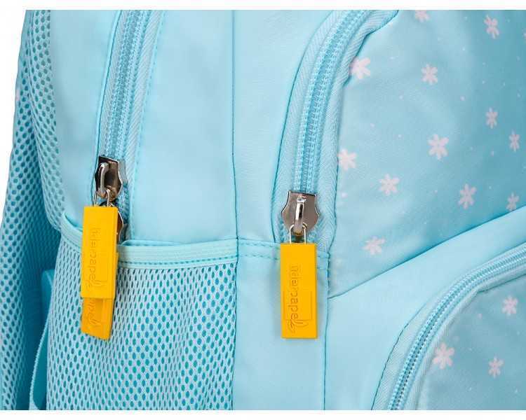 Cartera escolar liderpapel moc hila multibolsillo infantil flowers azul 350x110x270 mm