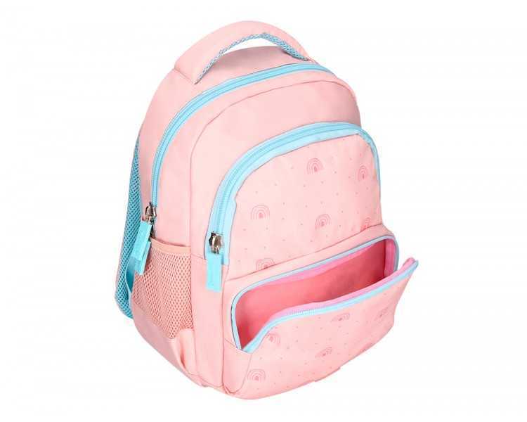 Cartera escolar liderpapel moc hila multibolsillo infantil rainbows rosa 350x110x270 mm