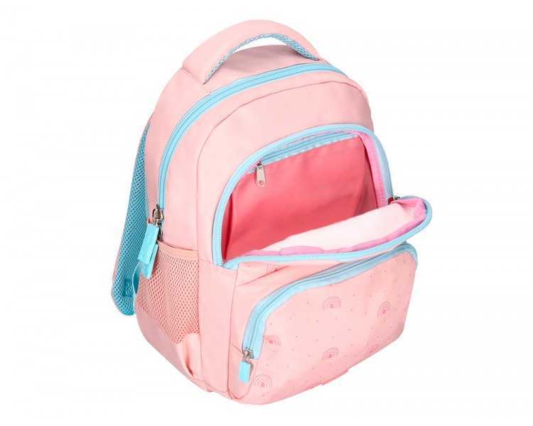 Cartera escolar liderpapel moc hila multibolsillo infantil rainbows rosa 350x110x270 mm