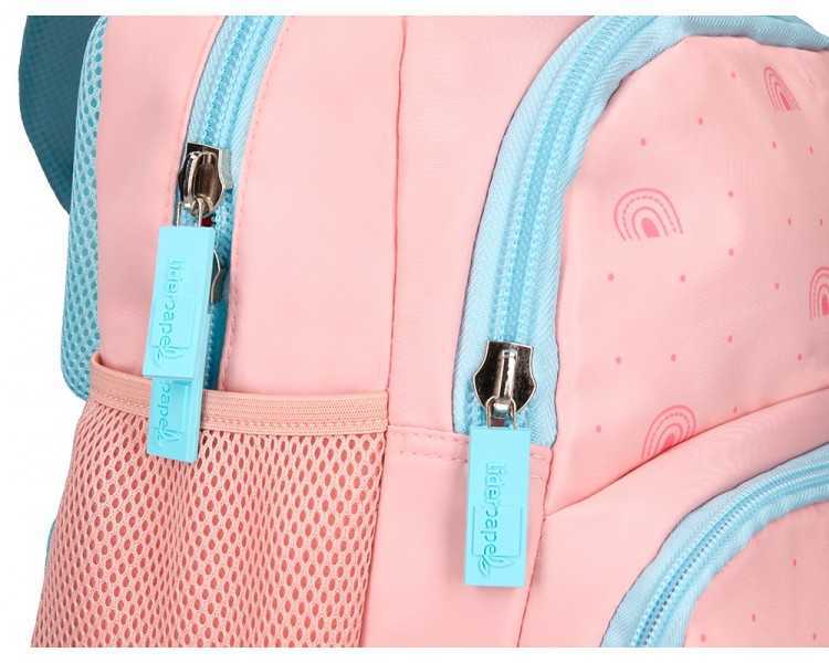 Cartera escolar liderpapel moc hila multibolsillo infantil rainbows rosa 350x110x270 mm