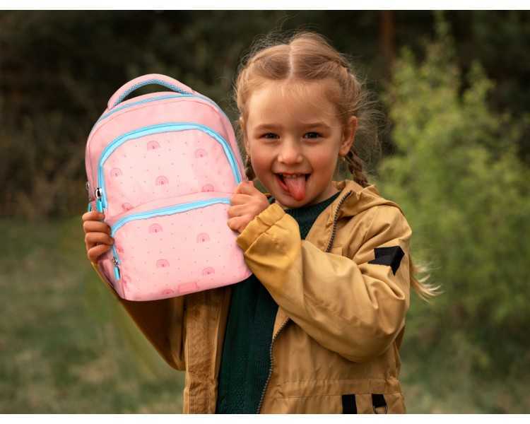 Cartera escolar liderpapel moc hila multibolsillo infantil rainbows rosa 350x110x270 mm