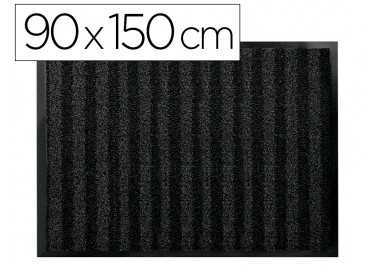 Alfombra para suelo q-connect premium para interiores antideslizante fibra polipropileno y fieltro gris 90x150 cm
