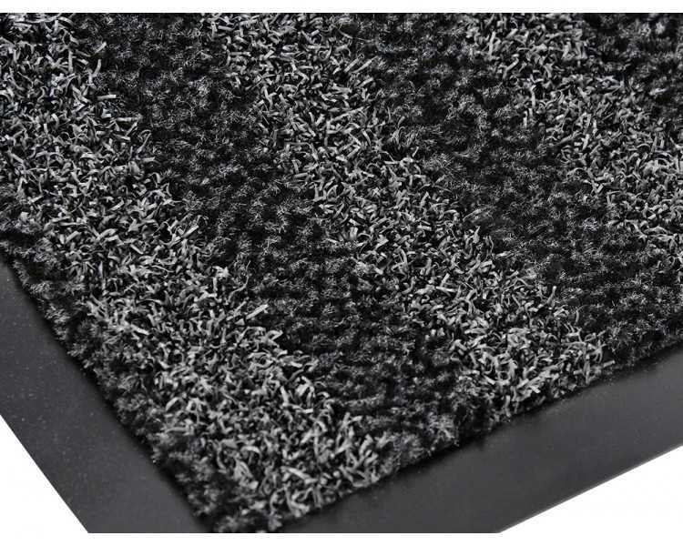 Alfombra para suelo q-connect premium para interiores antideslizante fibra polipropileno y fieltro gris 60x40 cm