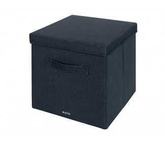Caja de almacenaje leitz tela con tapa l dos piezas gris