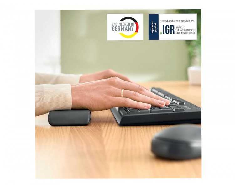 Reposamuñecas leitz ergo para teclado ajustable gris oscuro