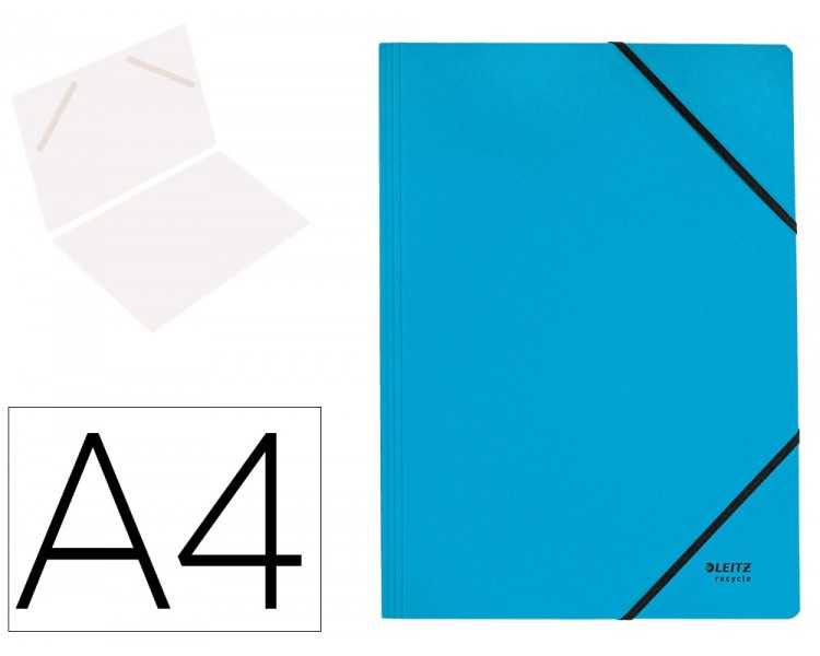 Carpeta leitz recycle gomas din a4 carton reciclable 100% azul