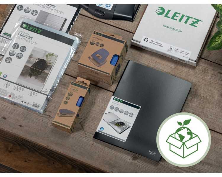 Carpeta leitz recycle gomas din a4 carton reciclable 100% azul