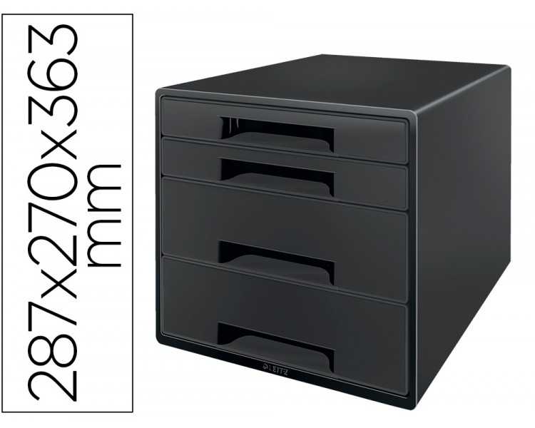 Fichero cajones de sobremesa leitz recycle 4 cajones color negro 287x270x363 mm