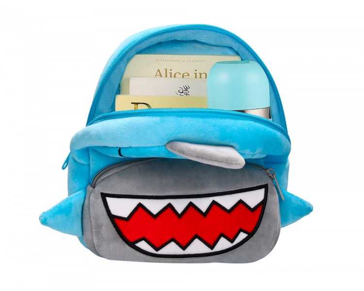 Cartera preescolar liderpapel mochila infantil peluche tiburon 260x100x240 mm