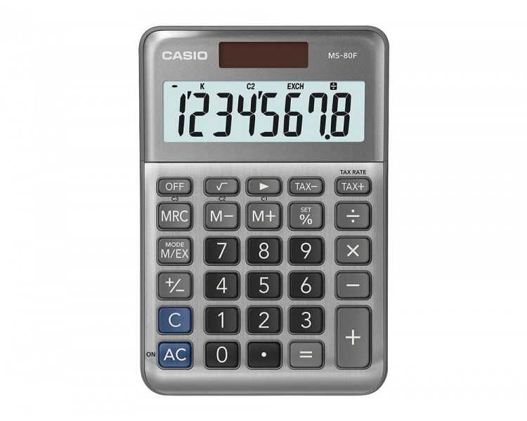Calculadora casio ms-80f sobremesa 8 digitos tax +/- color plata
