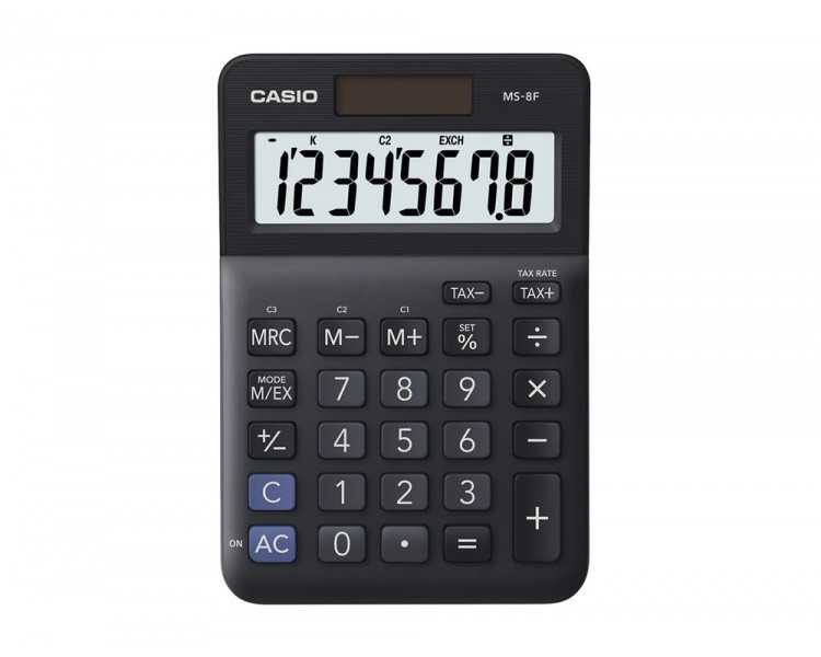 Calculadora casio ms-8f sobremesa 8 digitos tax +/- color negro