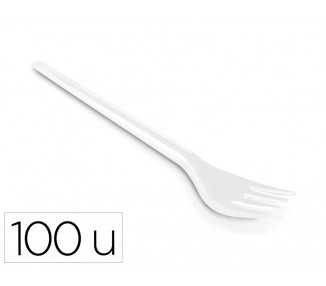 Tenedor de plastico blanco reutilizable paquete de 100 unidades