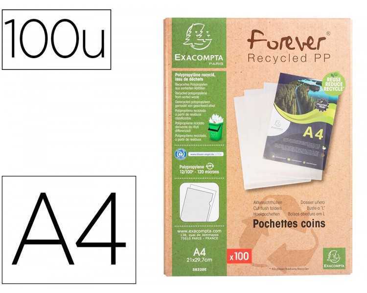 Carpeta dossier uñero exacompta reciclado polipropileno 120 mc din a4 caja de 100 unidades