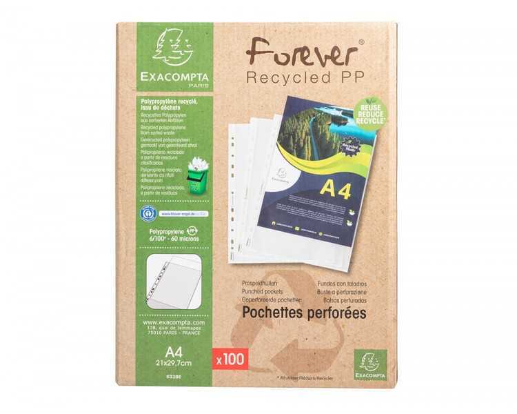 Funda multitaladro exacompta reciclada polipropileno 60 mc din a4 piel de naranja caja de 100 unidades