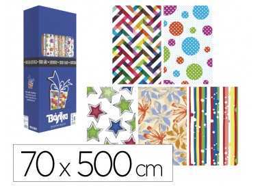 Papel de regalo basika todo año rollo ancho 70 cm longitud 5 m modelos surtidos gramaje 50 gr