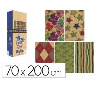 Papel de regalo basika kraft todo año rollo ancho 70 cm longitud 2 m diseños surtidos gramaje 50 gr