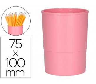 Cubilete portalapices q-connect rosa pastel opaco plastico diametro 75 mm alto 100 mm