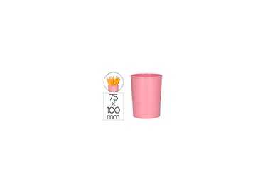 Cubilete portalapices q-connect rosa pastel opaco plastico diametro 75 mm alto 100 mm