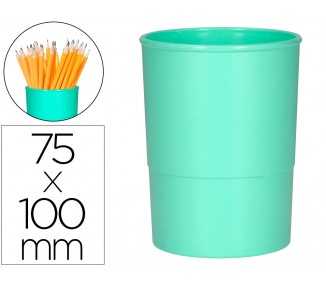 Cubilete portalapices q-connect verde menta pastel opaco plastico diametro 75 mm alto 100 mm