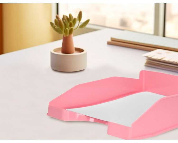 Bandeja sobremesa plastico q-connect rosa pastel opaco 240x70x340mm