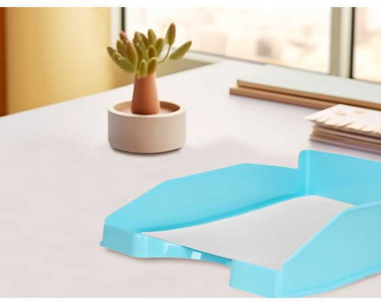 Bandeja sobremesa plastico q-connect celeste opaco 240x70x340mm