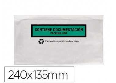 Sobre autoadhesivo q-connect portadocumentos multilingue 240x135 mm sin ventana 100% papel paquete de 100 unidades