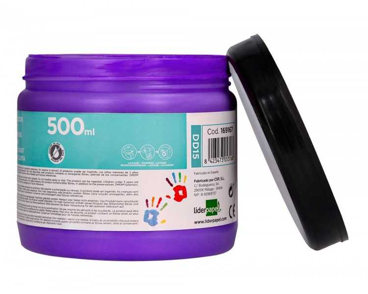 Pintura dedos liderpapel violeta tarrina de 500 cc