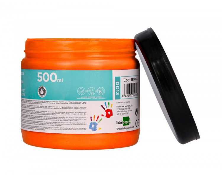 Pintura dedos liderpapel naranja tarrina de 500 cc