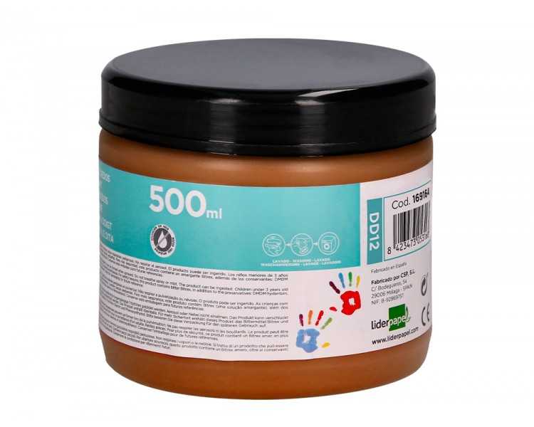 Pintura dedos liderpapel marron tarrina de 500 cc