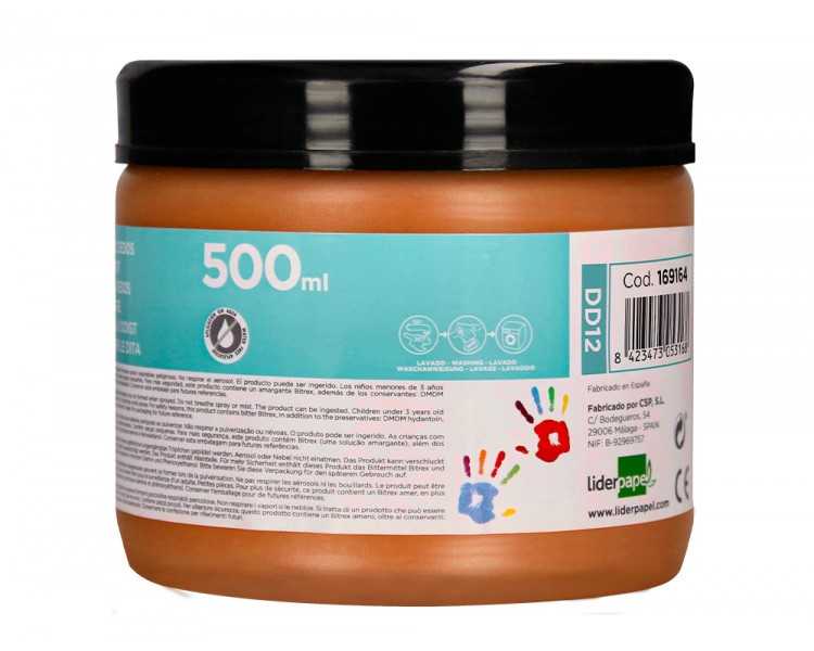 Pintura dedos liderpapel marron tarrina de 500 cc