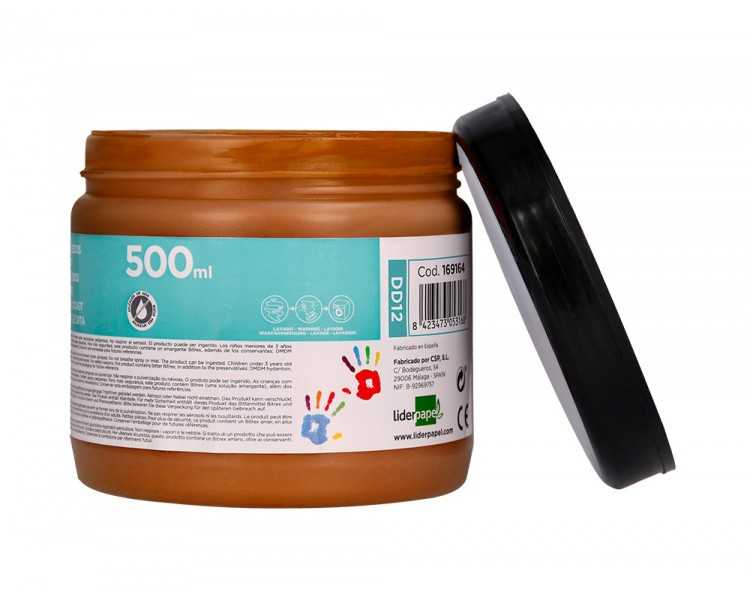 Pintura dedos liderpapel marron tarrina de 500 cc