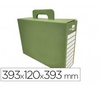 Caja cheque-libro liderpapel para material escolar carton reforzado con asa color verde 393x120x393 mm