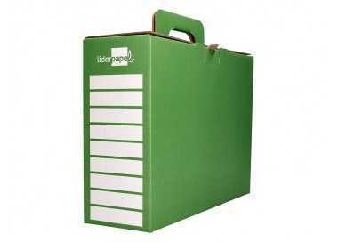 Caja cheque-libro liderpapel para material escolar carton reforzado con asa color verde 393x120x393 mm Caja cheque-libro liderpapel para material escolar carton reforzado con asa color verde 393x120x393 mm