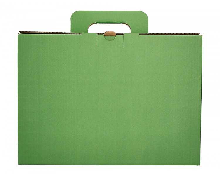 Caja cheque-libro liderpapel para material escolar carton reforzado con asa color verde 393x120x393 mm