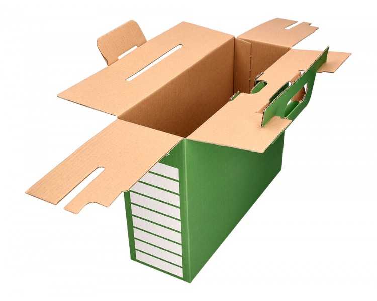Caja cheque-libro liderpapel para material escolar carton reforzado con asa color verde 393x120x393 mm