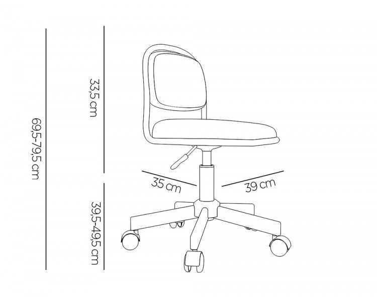 Silla q-connect infantil bari escritorio color azul alt max 795 anc 390 prof 350 mm