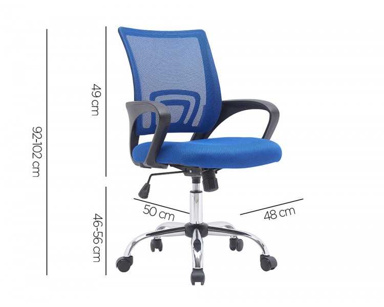 Silla q-connect oficina siena malla base metalica alt max 1000 anc 560 prof 570 ruedas premium color negro azul