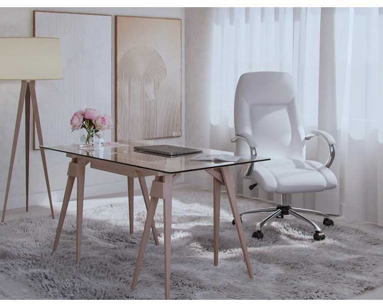 Silla q-connect direccion vero na simil piel base metalica alt max 1210 anc 650 prof 730 mm ruedas premium color blanco