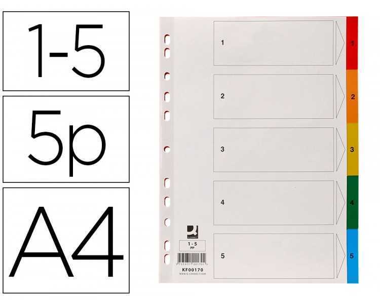 Separador q-connect plastico juego de 5 separadores din a4 multitaladro