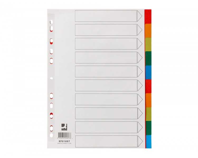 Separador q-connect plastico juego de 10 separadores din a4 multitaladro