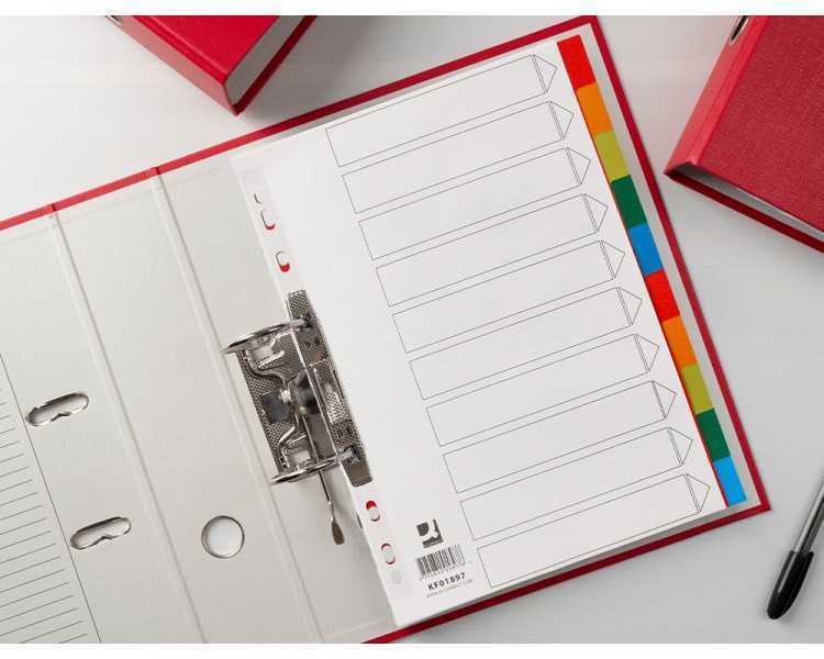 Separador q-connect plastico juego de 10 separadores din a4 multitaladro
